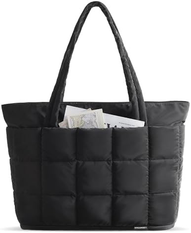 BAGSMART Expandable Tote Bag for Women, Puffer Work Tote Handbag, Quilted Carry On Bag for Travel... | Amazon (US)