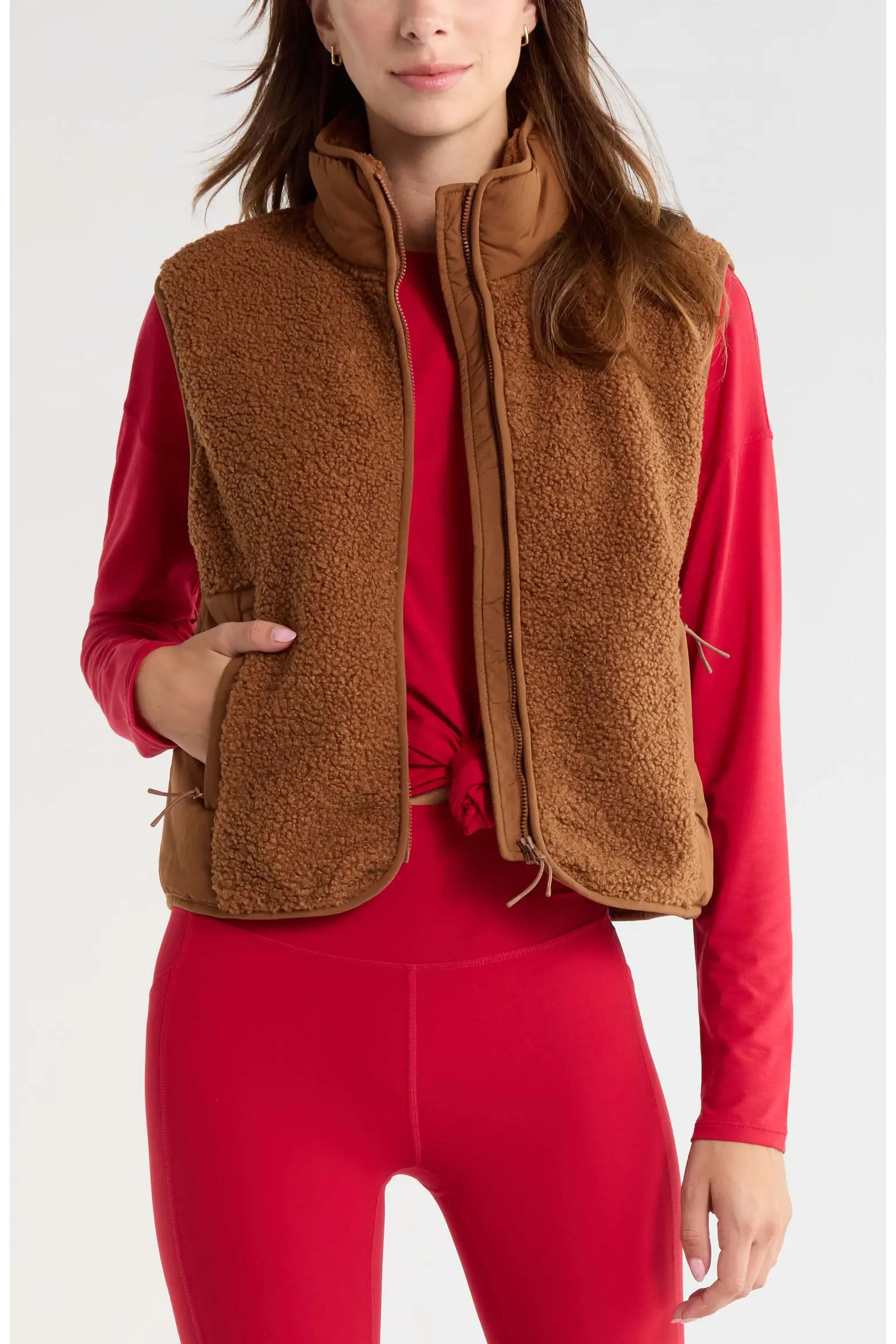 Zella Summit Faux Shearling Hybrid Vest (Women) | Nordstrom | Nordstrom