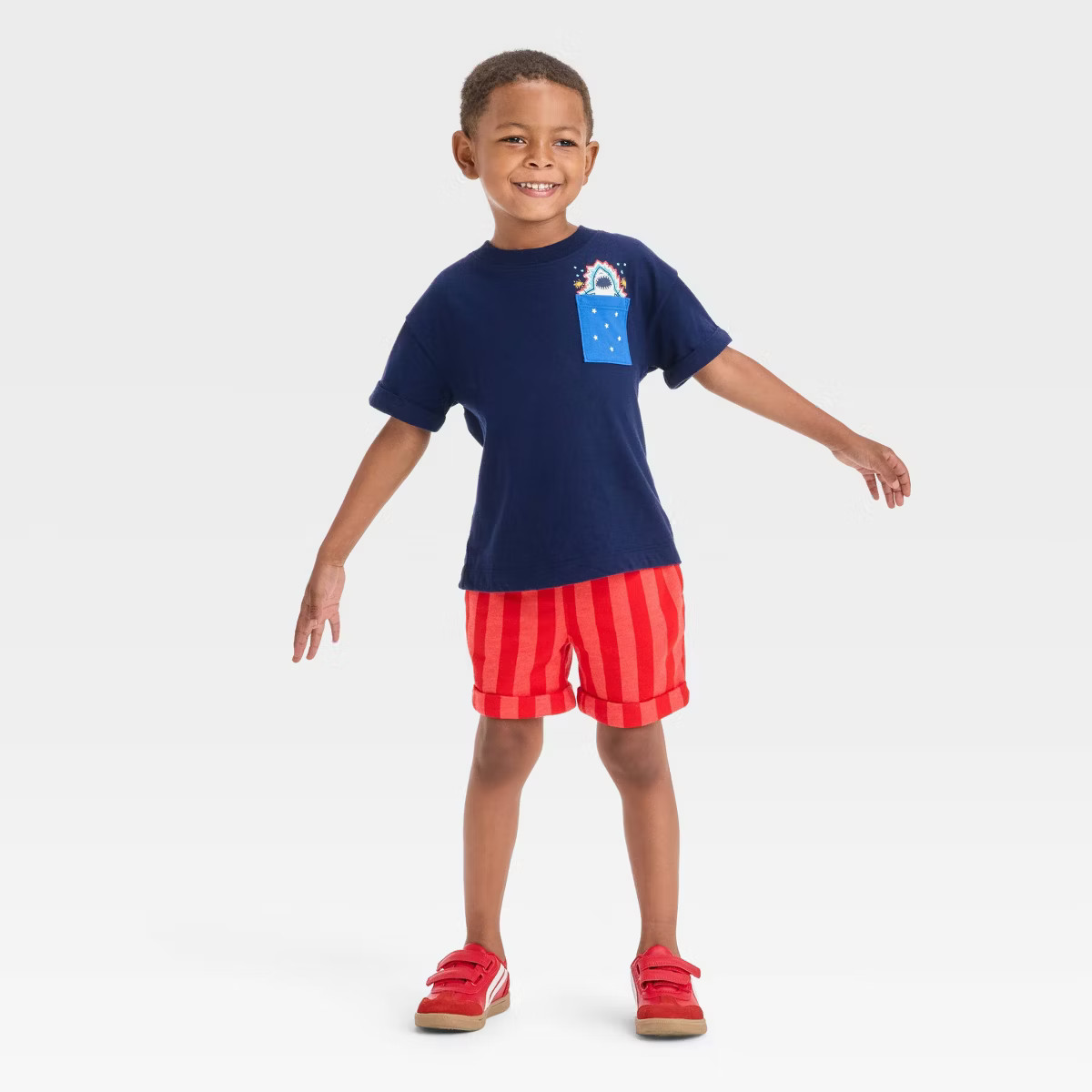 Toddler Boys' Americana Pocket 4th Of July Party in the USA Set - Cat & Jack™ Navy Blue | Target