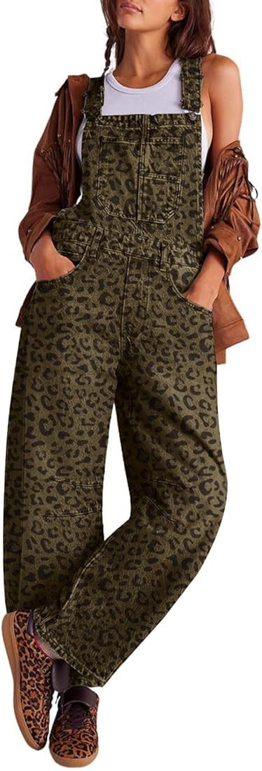 utcoco Womens Denim Overalls Loose Fit Barrel Leg Adjustable Strap Hip Hop Jean Jumpsuits | Amazon (US)