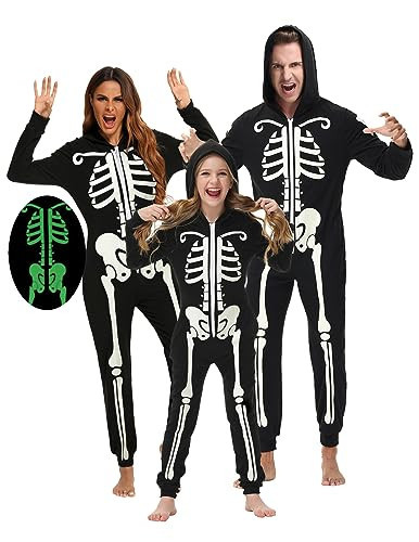 Veseacky Halloween Matching Family One Piece Pajamas Holiday Cosplay Party Sleepwear Outfits Adult and Kids Family Jumpsuit X-Length | Amazon (US)