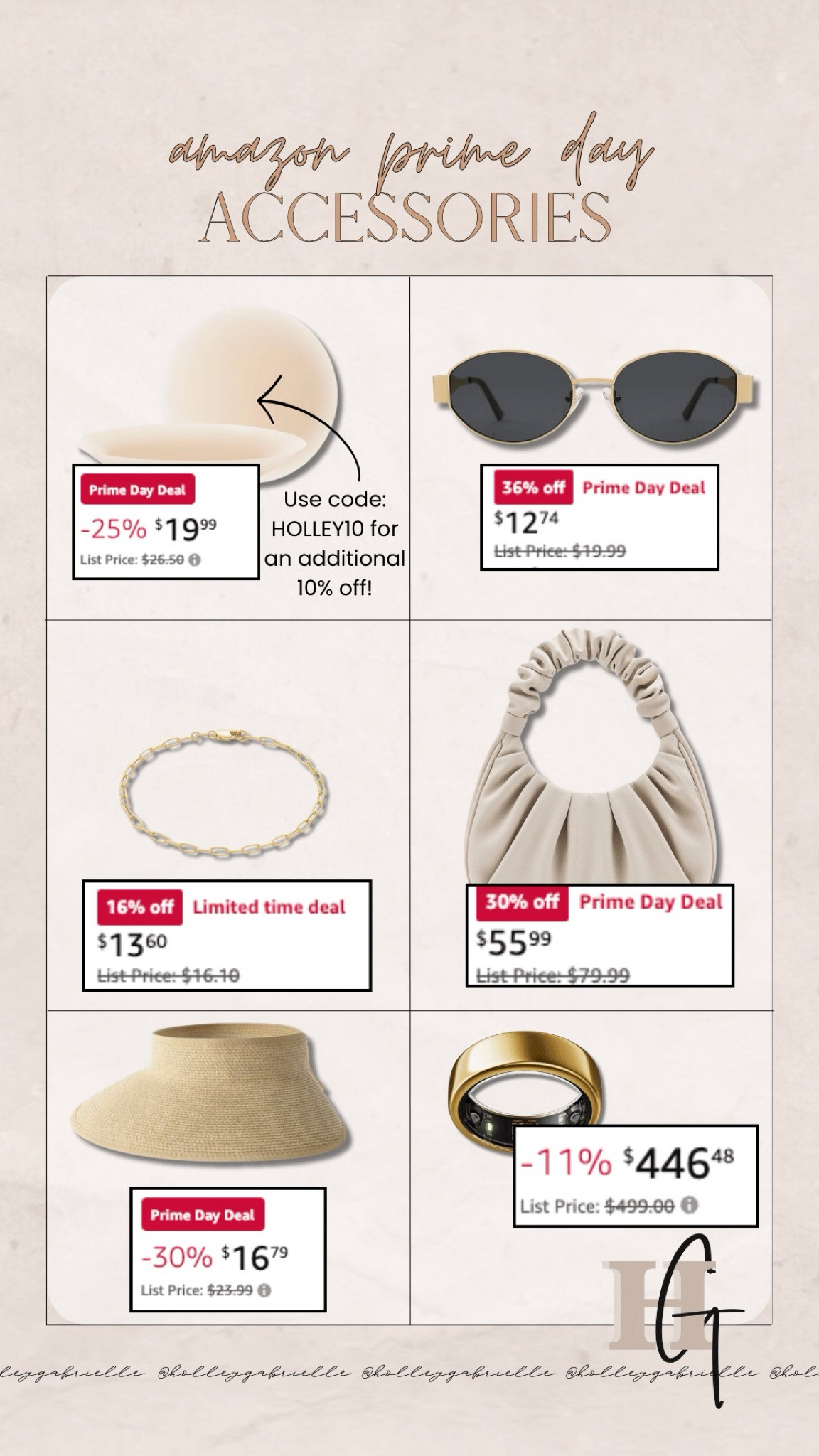 LAST OF PRIME DAY DEALS | Top Women’s Accessories ⚡️🤍

Use code: 10HOLLEY for an additional 10% off Nippies! 👏🏼

Amazon Prime Day, prime day finds, prime day deals, best of prime day deals, prime day finds, prime day steals, women’s accessories, ruched bag, beach hat, pool hat, nippies, trendy sunglasses, oura ring / Holley Gabrielle 

#LTKSaleAlert #LTKU