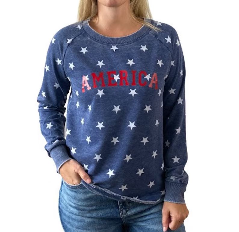 America Star Graphic Sweatshirt | USA | patriotic| stars | red white and blue | 4th of July | wom... | Etsy (US)