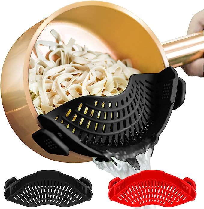 AUOON Clip on Strainer, Fits for All Pots Pans, Silicone Colander, Food Strainer for Pasta, Spagh... | Amazon (US)