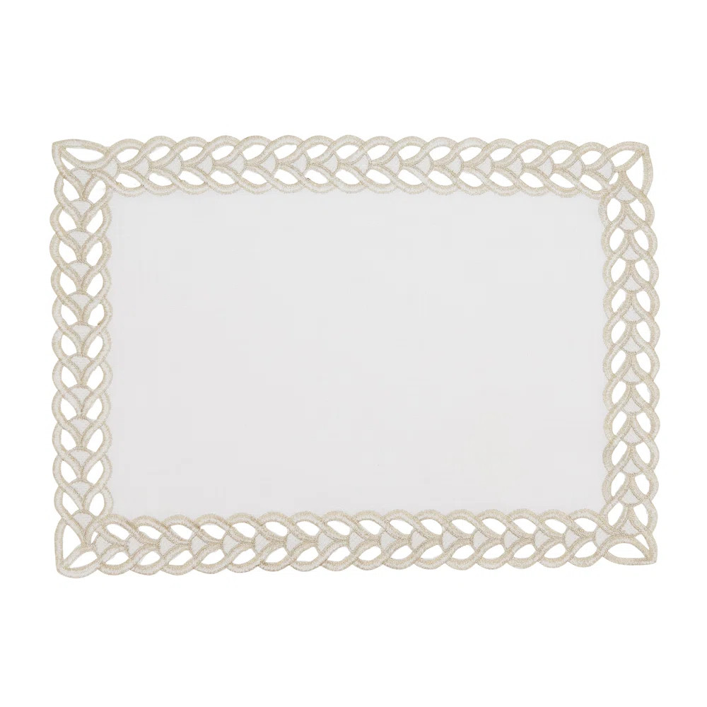 Gold Braid Embroidered Metallic Border Placemats 14" W X 20" L, Set Of 4 | Wayfair North America