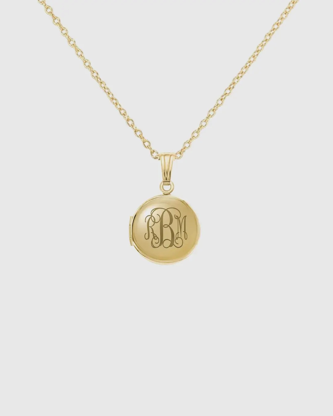 Monogram Round Mini Locket, Gold Filled, Silver, Minimalist Gifts, Engraved Necklace | Etsy (Global)