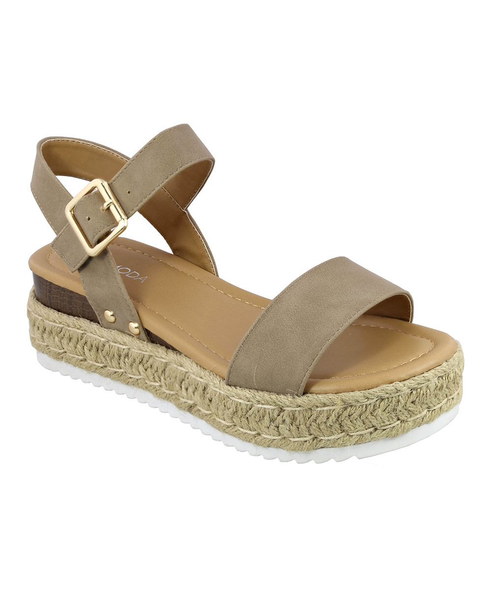 TOP MODA Women's Sandals KHAKI - Khaki Strappy Espadrille - Women | Zulily