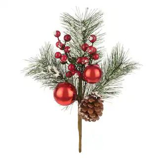 Pine Leaf & Red Ball Ornament & Berry Pick by Ashland® | Michaels Stores