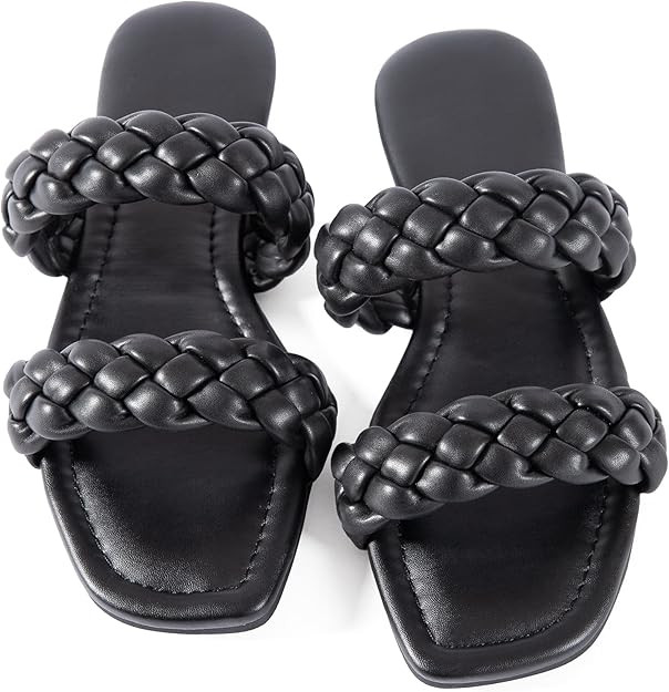 Women Flat Sandals Braided Leather Crossover Nude Dressy Fashion Evening Party Wedding Sandals | Amazon (US)