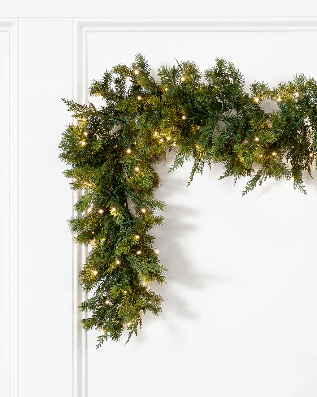 Faux Woodland Cedar & Pine 9' Pre-Lit Garland | McGee & Co.