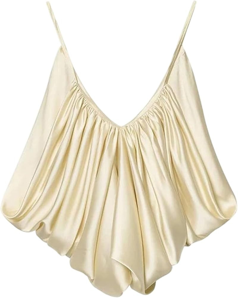 Women's Satin Pleated V-Neck Vest Summer Lightweight Sexy Sleeveless Camisole Tank | Amazon (US)