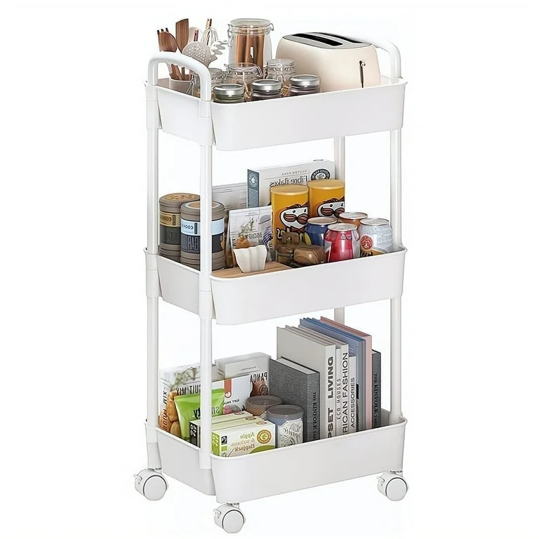 Cowin 3-Tier Metal Rolling Storage Cart Shelves Rolling Utility Cart Organizer Cart Movable Stora... | Walmart (US)