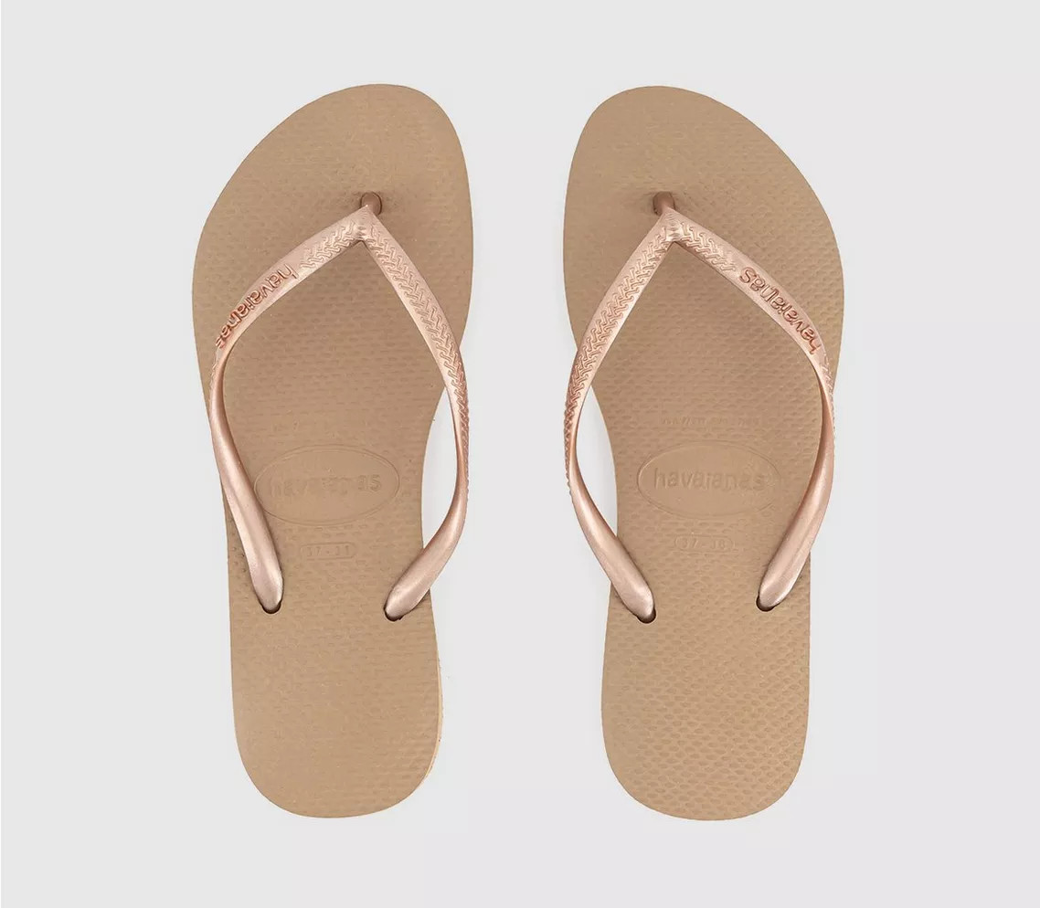 Havaianas Slim Flip Flops Rose Gold - Women’s Sandals | Office Shoes (UK)
