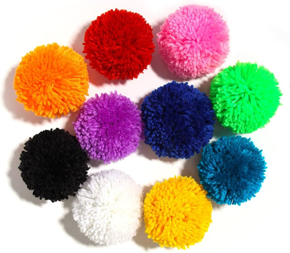 10 Pcs Large Yarn Pom Poms-3 Inch Made to Order Acrylic Yarn Balls for Hats Or Party Decorations-... | Amazon (US)