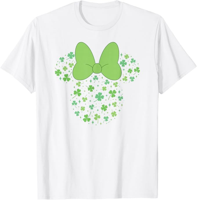 Disney Minnie Mouse Icon Shamrock Clovers St Patrick's Day T-Shirt | Amazon (US)