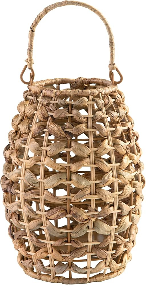 Signature Design by Ashley Etta Bohemian Woven Rattan 13.25" Lantern, Light Brown | Amazon (US)
