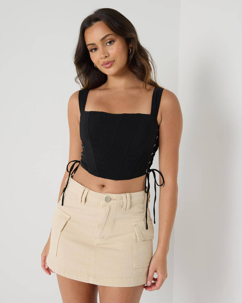 Jo Lace Up Corset Top | City Beach