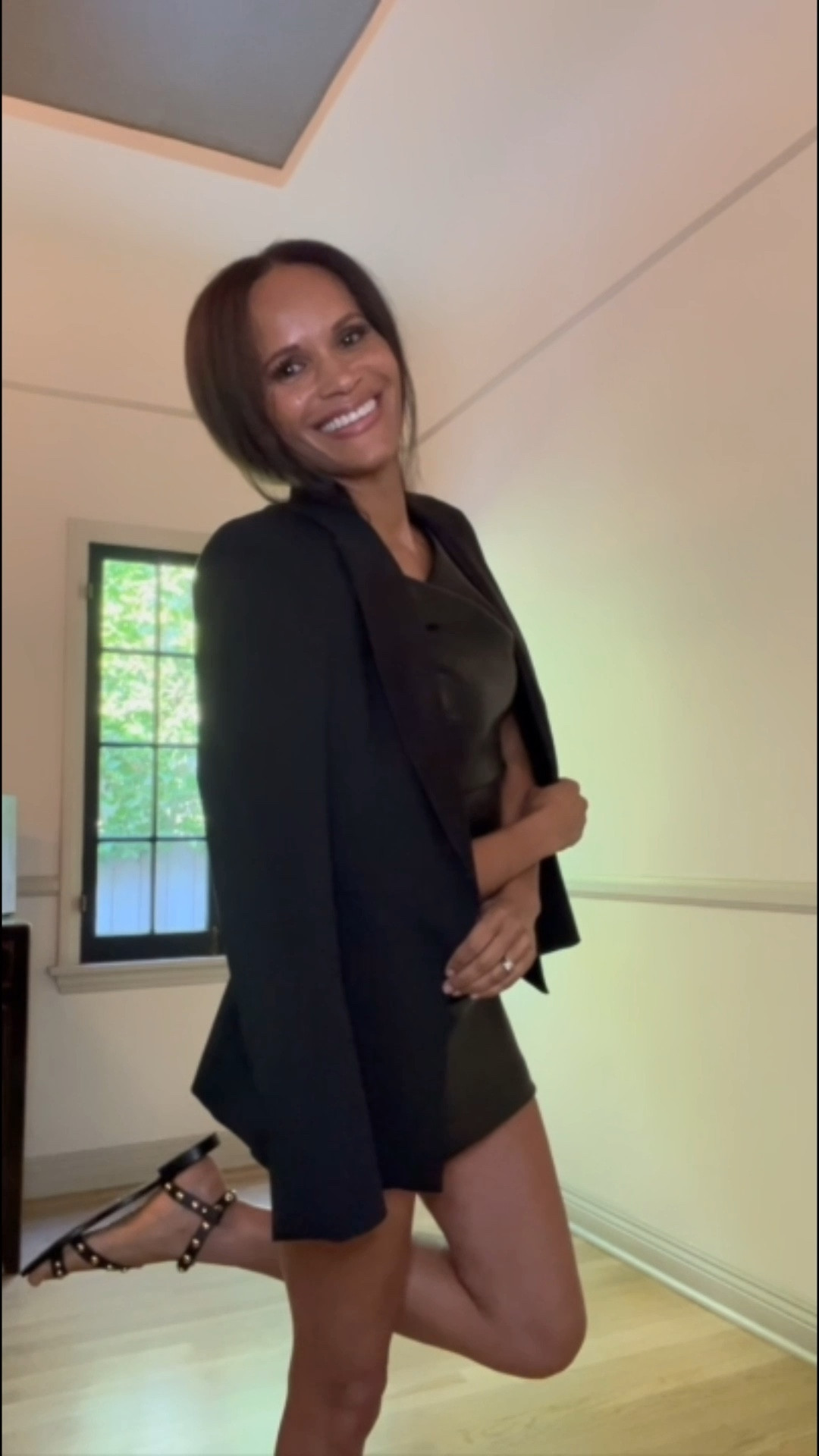 Sandals for fall? I think yes! I’ve paired these beautifully crafted, super comfortable and chic Bay of Angels sandals with a vegan leather mini dress and a tuxedo jacket for a look that suits the cooler weather to perfection! — leather sandals, gold studded sandals, Roma sandal, hand made in Italy, black sandals, chic looks, cool styles 

 #LTKSeasonal #LTKStyleTip #LTKShoeCrush