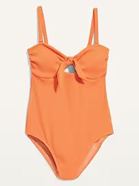 Tie-Front Keyhole Bandeau-Style One-Piece Swimsuit for Women | Old Navy (US)