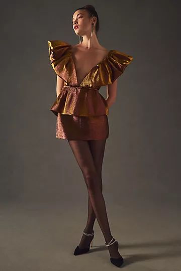 Ronny Kobo Tiered Deep-V Dress | Anthropologie (US)