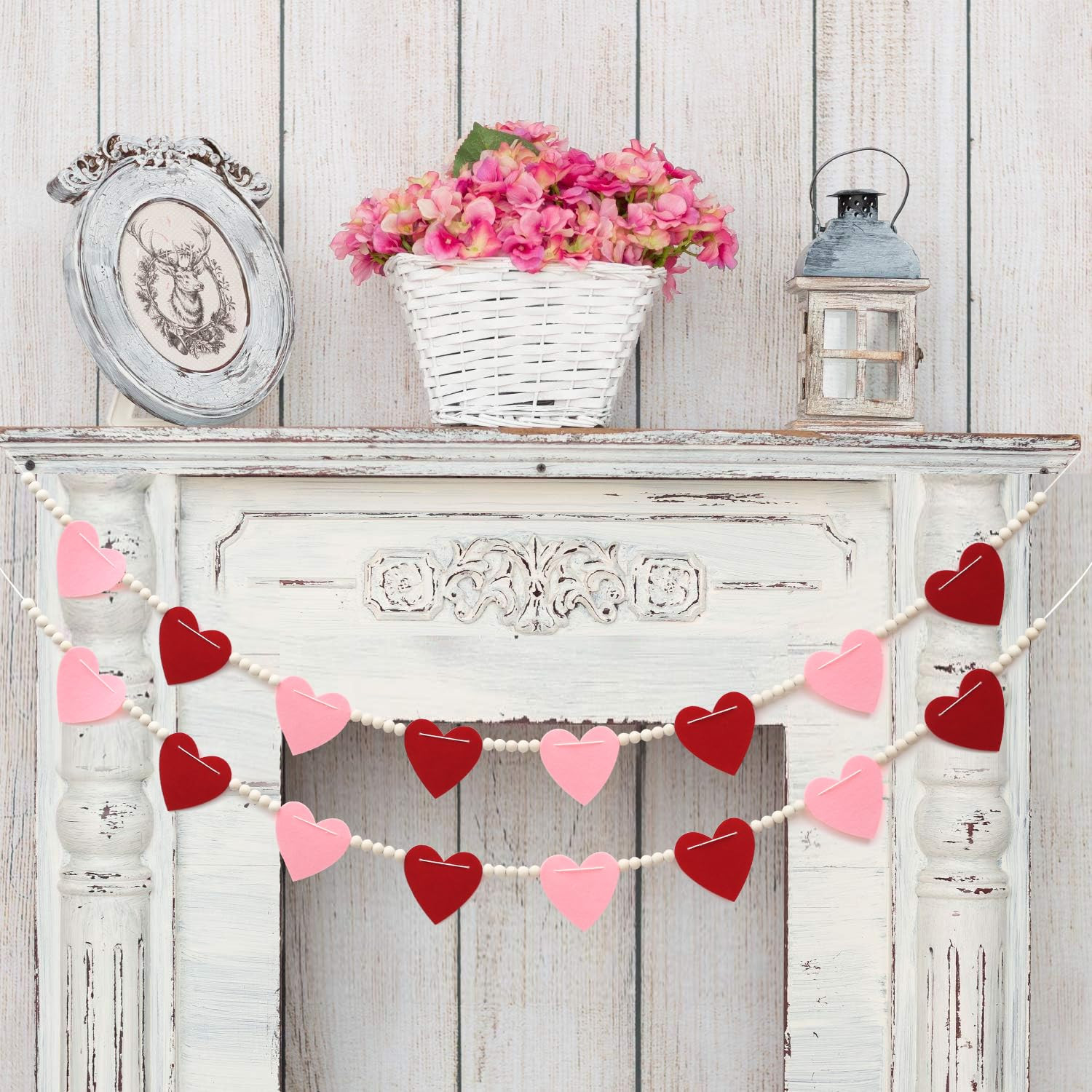 Valentine's Day Decorations Felt Heart Garland Banner, Valentines Day Decor Anniversary Wedding P... | Amazon (US)