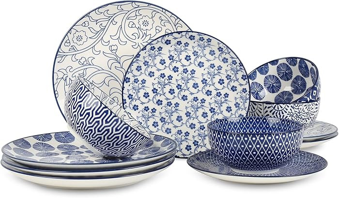 Selamica Ceramic Dinnerware Sets, 12-Pieces Plates and Bowls Sets, Scratch Resistant Dishes set f... | Amazon (US)