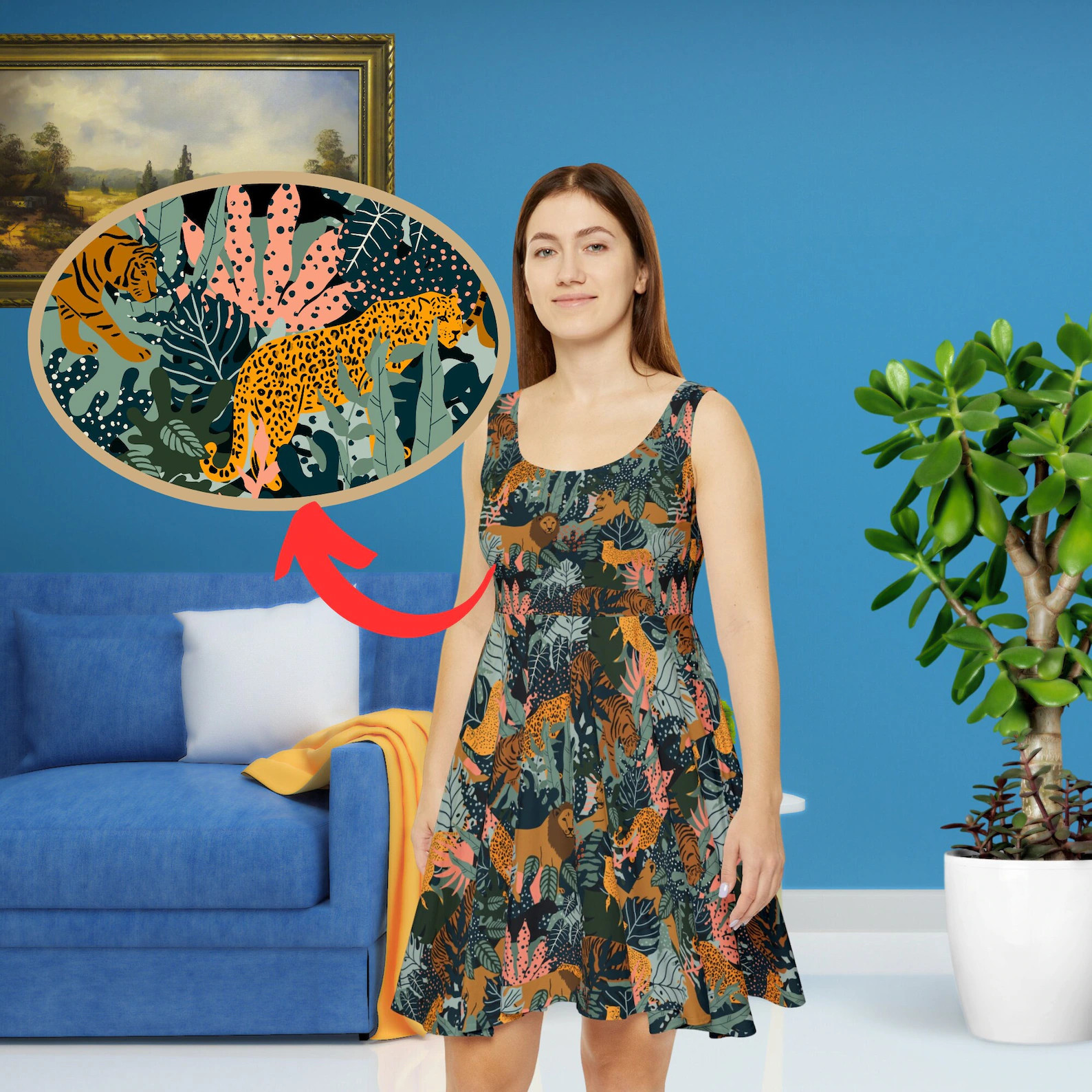 Forest Nature Lover,Cheetah and Leopord Animal Nature Print Dress,Animal All over Print Dress,Tre... | Etsy (DACH)