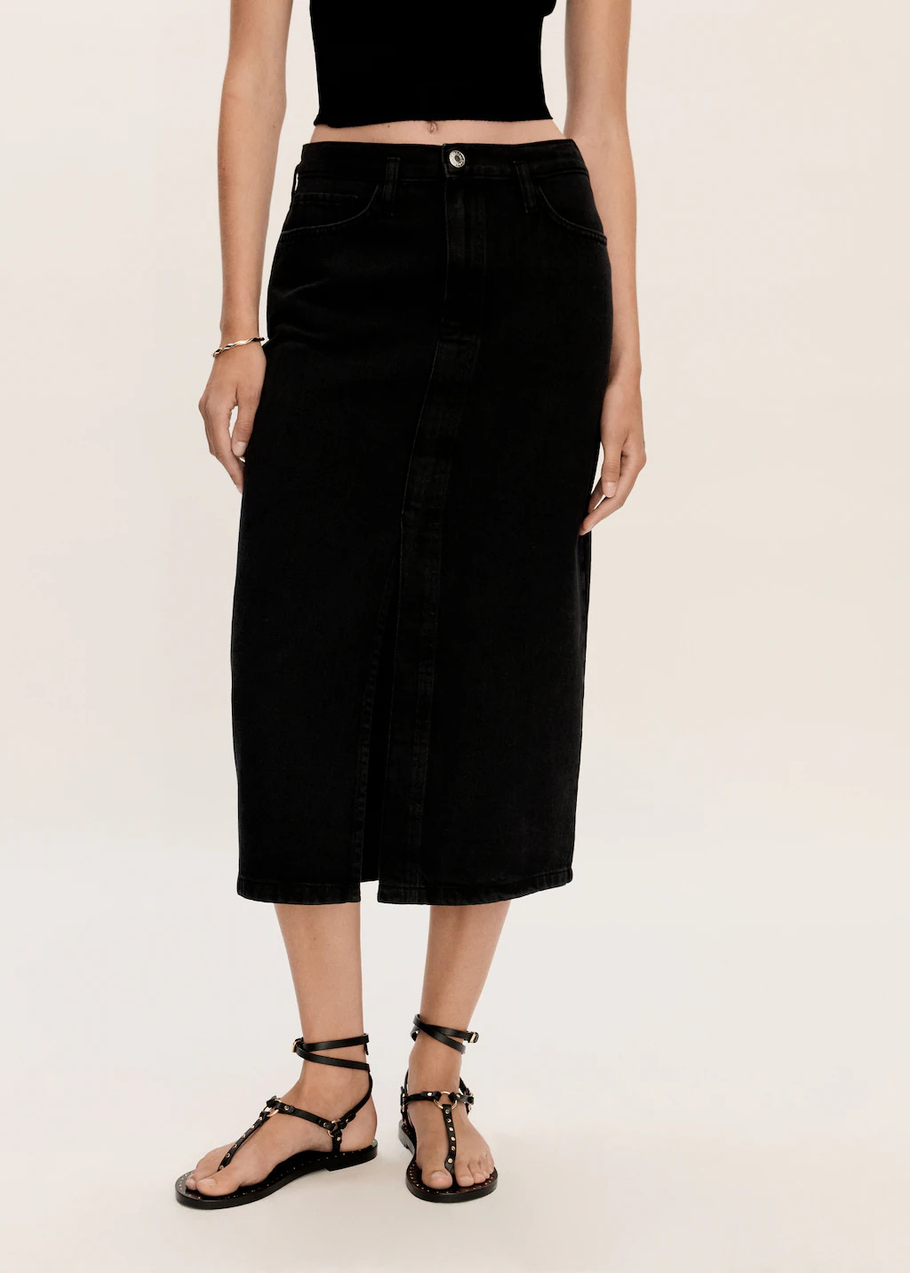 Slit denim skirt - Woman | MANGO USA | MANGO (US)