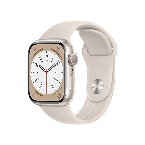 Apple Watch Series 8 [GPS, 41mm] - Starlight Aluminum Case with Starlight Sport Band, S/M (Renewed) | Amazon (US)