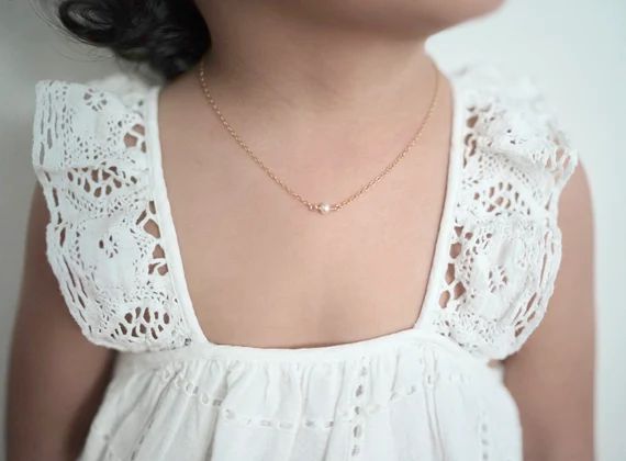 Pearl Baby Necklace | 14k Gold Fill Kids Necklace | Baptism Necklace | Baby Jewelry | Kids Pearl ... | Etsy (US)