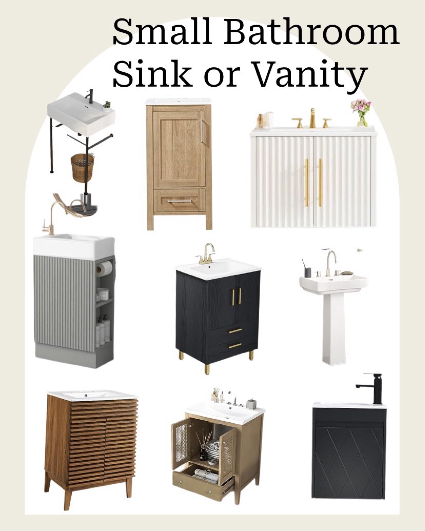 When you have limited space for a washroom you want a compact solution that meets your needs. If you go with a pedistal sink make sure you have enough room for soap or add shelves nearby. These are also wall mounted options tô keep cleaning underneath easy. Storage is important especially if you have a family. Linked are options for all small sizes and budgets. Comment what you want to see more of!

#LTKStyleTip #LTKHome