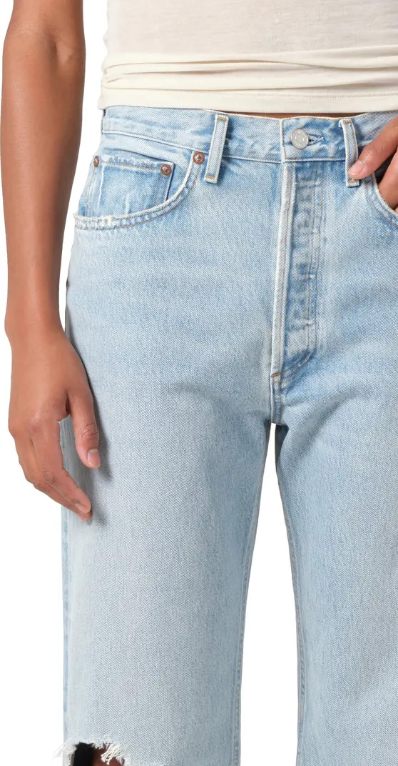 AGOLDE '90s Ripped Mid Rise Crop Relaxed Straight Leg Jeans | Nordstromrack | Nordstrom Rack