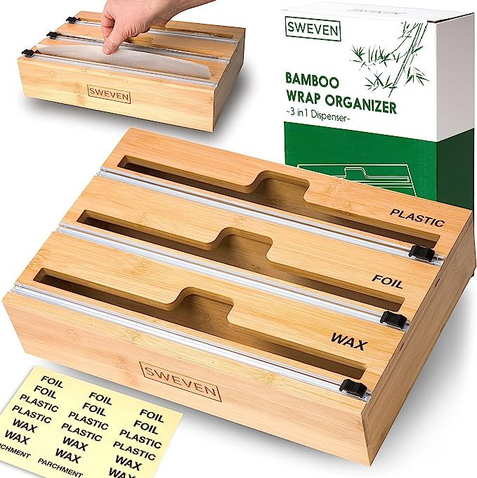 Plastic Wrap Organizer for drawer | Saran Wrap, Aluminum Foil, Wax Paper and Plastic Wrap Dispens... | Amazon (US)