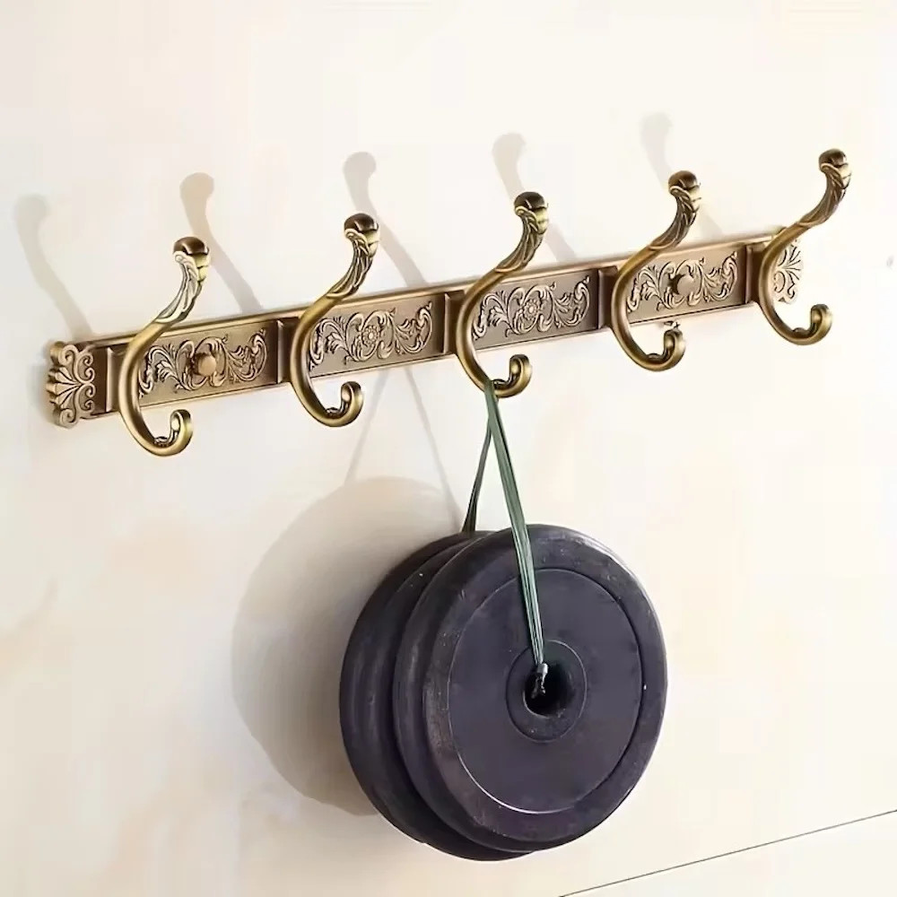 Euro Style Vintage Wall-Mounted Hook Ornate Metal Coat Rack Curved Design 5 Hooks | Wayfair North America
