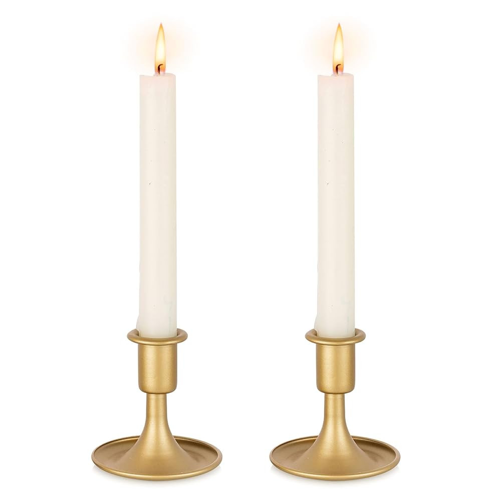 Gold Taper Candle Holder Vintage: Small Candle Sticks Holder Decor Brass Candlestick Holders for ... | Amazon (US)