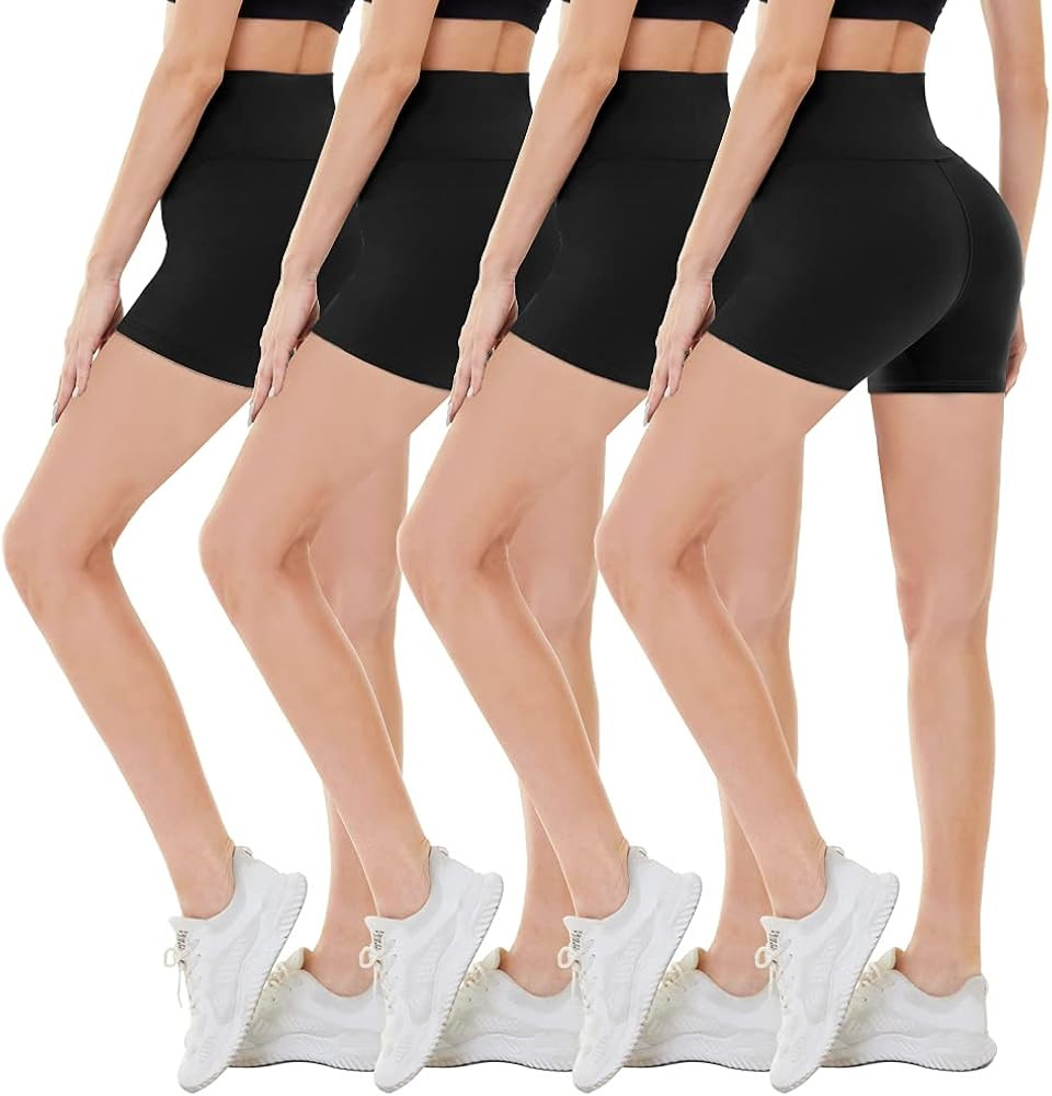 CAMPSNAIL 4 Pack Biker Shorts for Women High Waist - 5" Soft Summer Womens Shorts Spandex Workout Sh | Amazon (US)