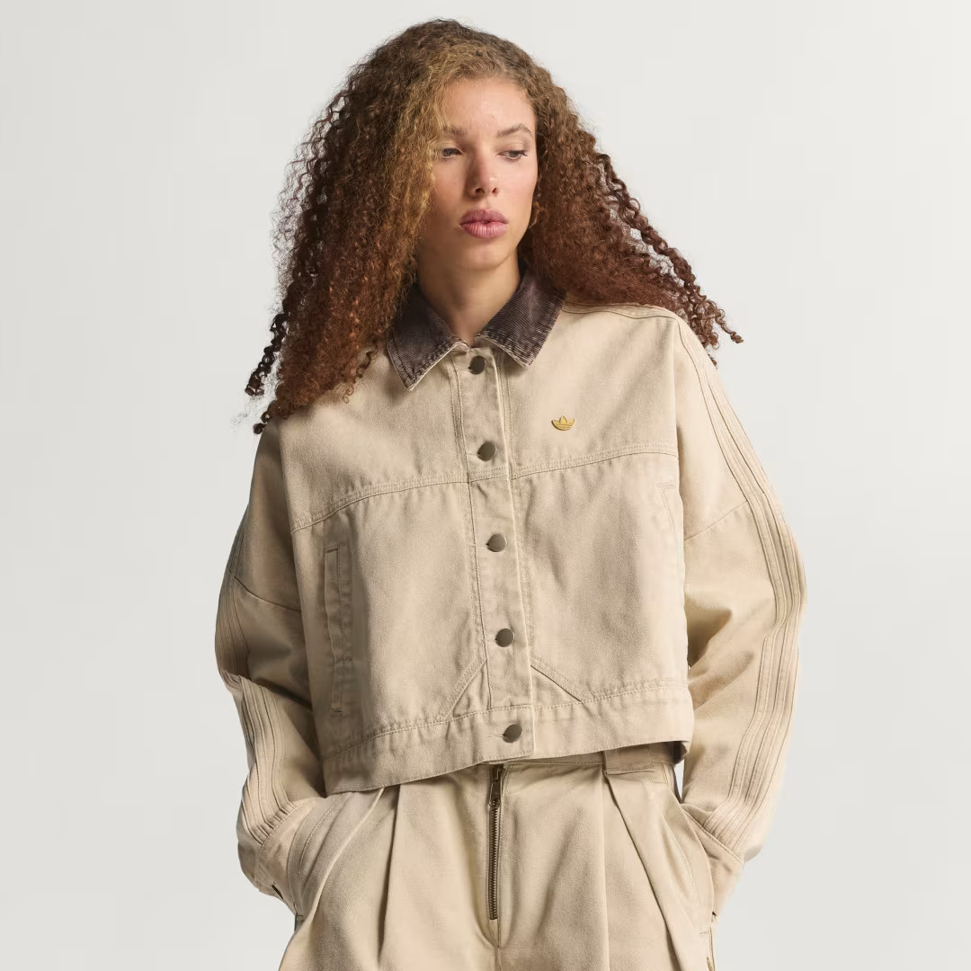 adidas CANVAS TRACKTOP Jacket Stone Khaki S - Womens Originals Jackets | adidas (US)