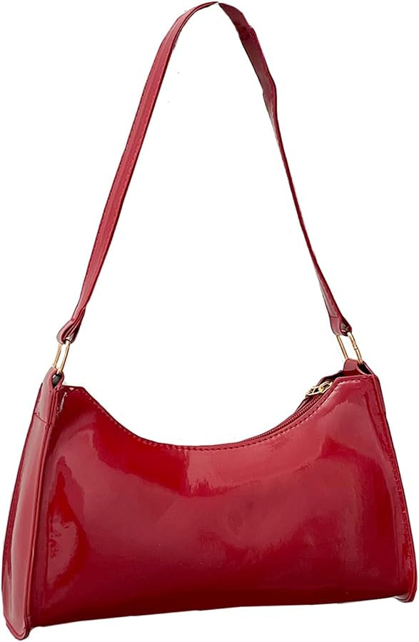 QWINEE Women's Artificial Patent Leather Tote Bag Square Bag Satchel Purse Handbags Ladies Should... | Amazon (US)