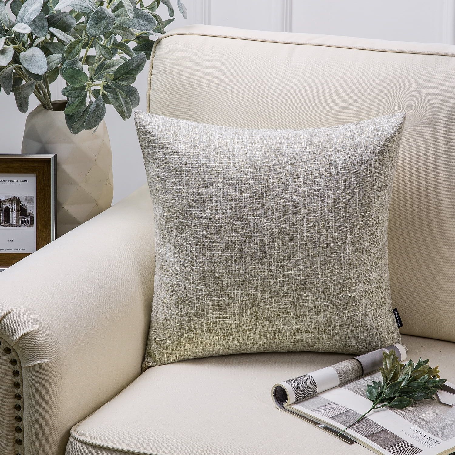 Phantoscope Textural Faux Linen Series Decorative Throw Pillow, 20" x 20", Beige, 1 Pack - Walmar... | Walmart (US)