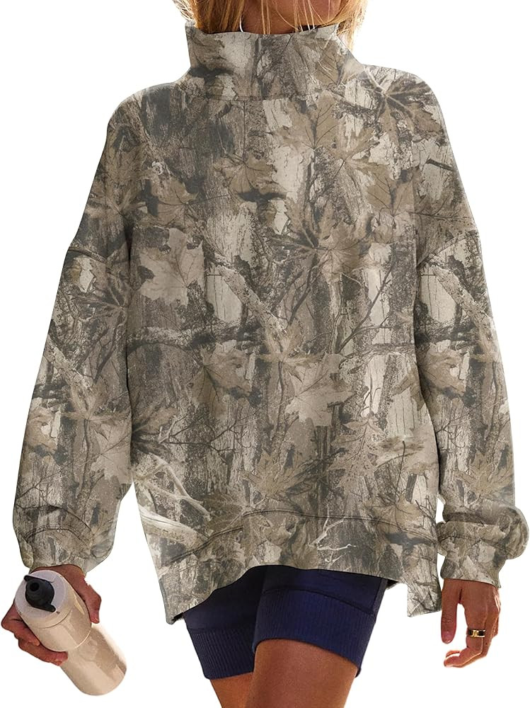 DURUNUL Women’s Oversized Sweatshirts Mockneck Sweatshirt Turtleneck Tops Loose Drop Shoulder L... | Amazon (US)