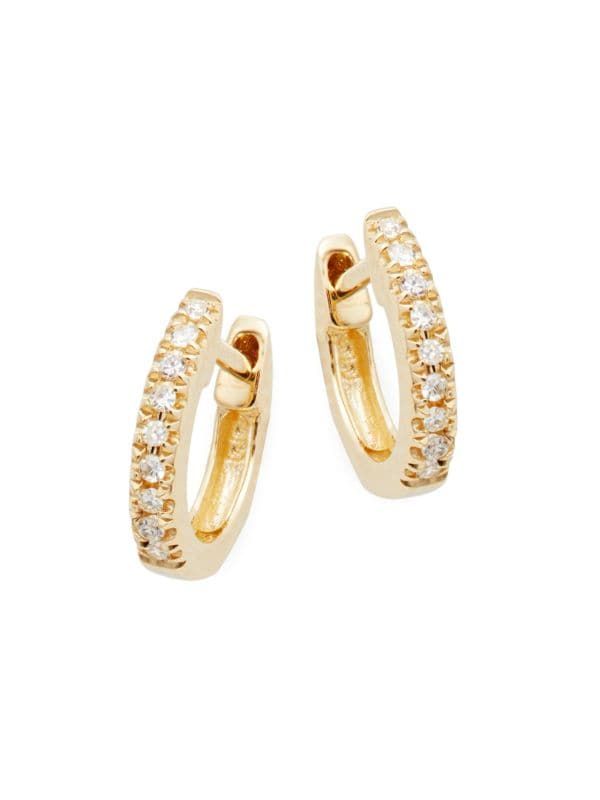14K Yellow Gold & Diamond Micro Huggie Hoop Earrings | Saks Fifth Avenue OFF 5TH