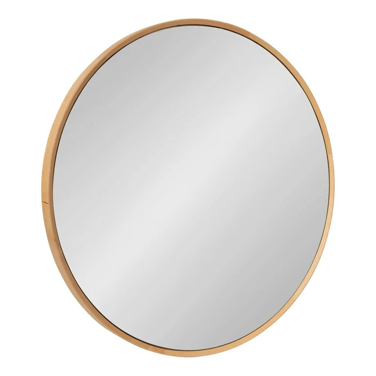 Kate and Laurel Nordland Modern Round Wood Framed Wall Mirror, 28 inch Diameter, Natural Brown, R... | Walmart (US)