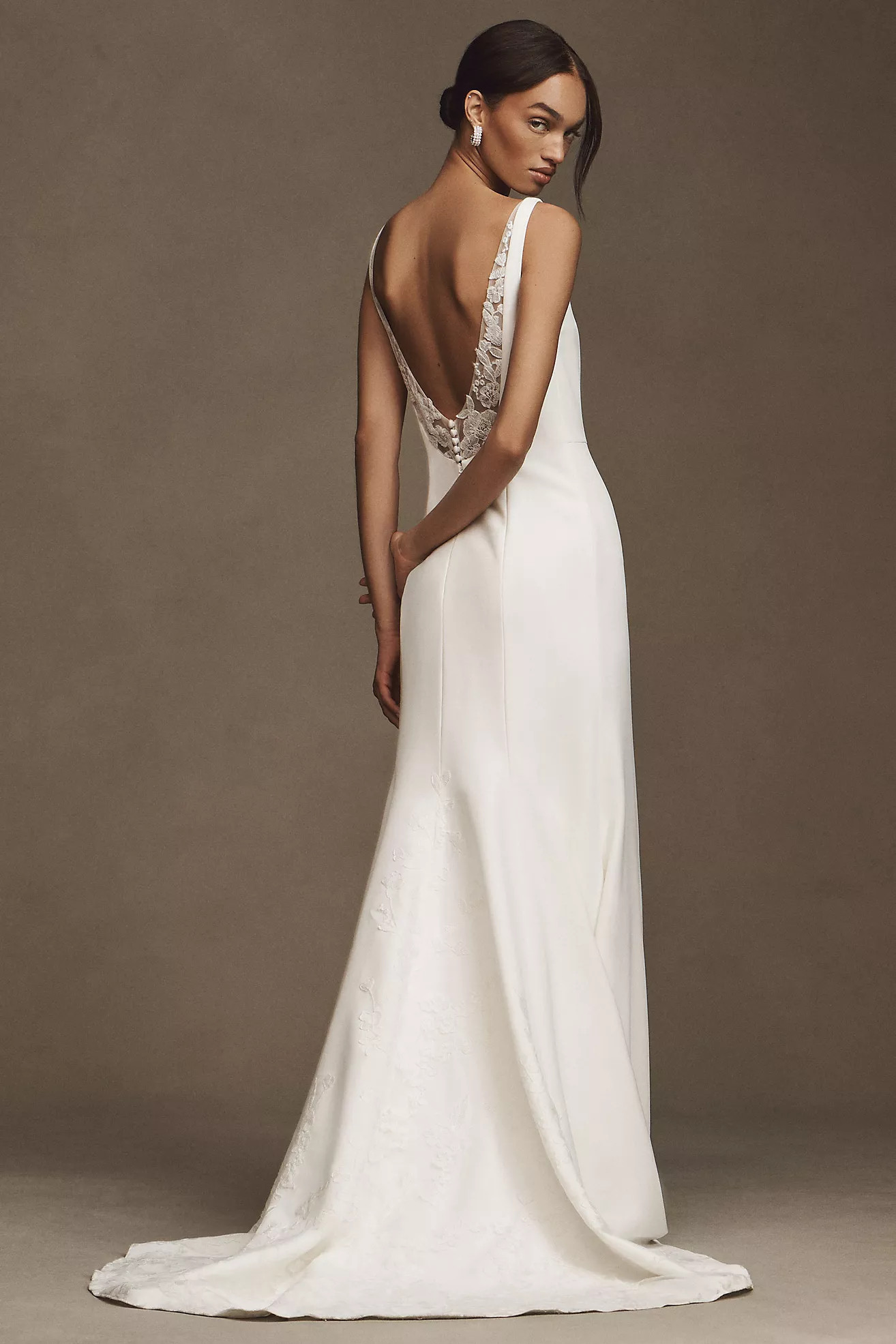Jenny by Jenny Yoo Portia Square-Neck Fit & Flare Crepe Wedding Gown | Anthropologie (US)
