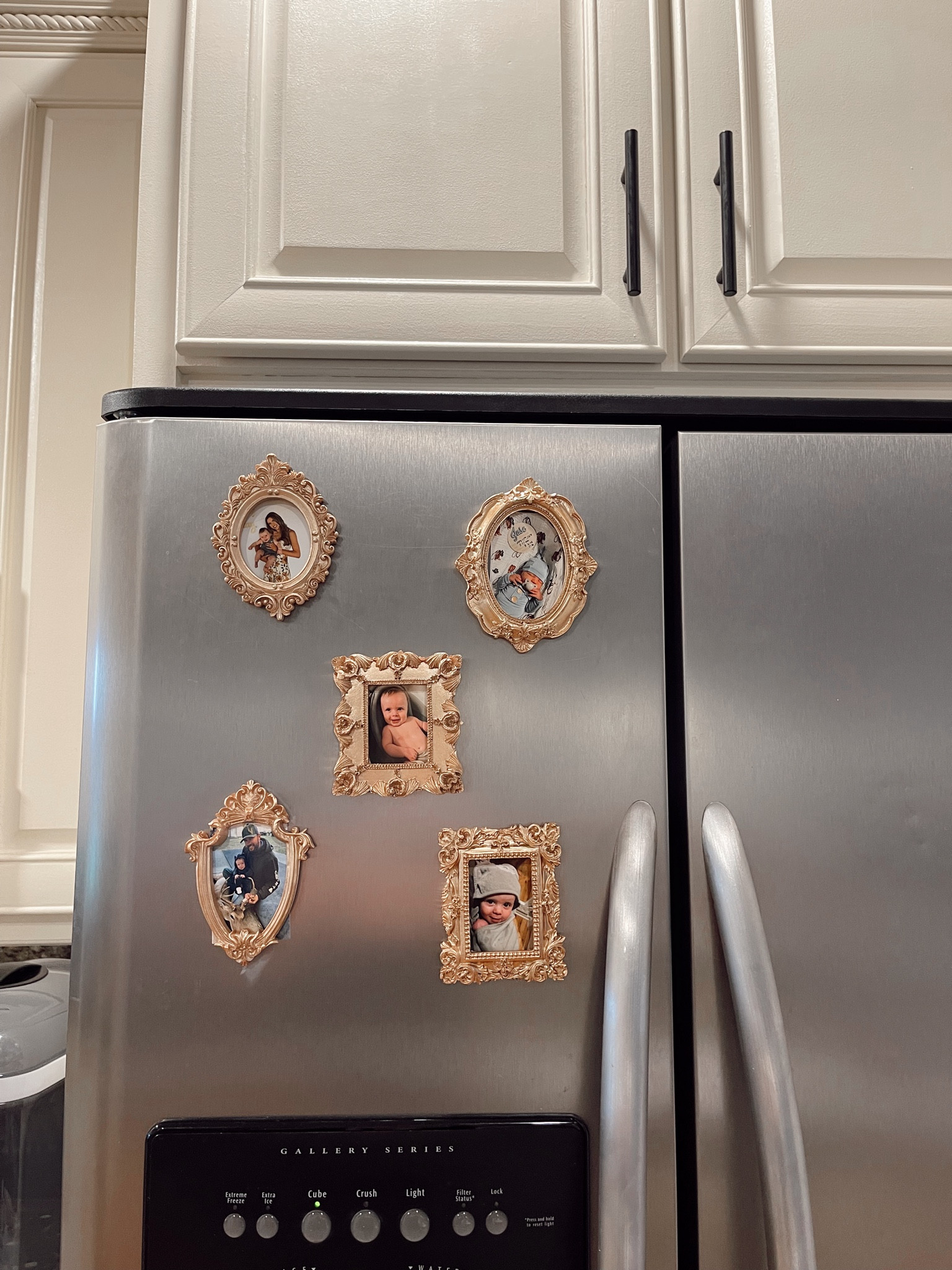 Love our vintage style refrigerator mini picture frame magnets from Amazon! These antique looking gold picture frames work with wallet sized prints and add character to your kitchen 💛

#LTKHome #LTKFindsUnder50