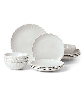 Lenox French Perle Scallop 12 Pc. Dinnerware Set, Service for 4 - Macy's | Macy's