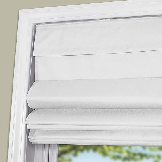Arlo Blinds Thermal Room Darkening Fabric Roman Shades, Color: White, Size: 26.5" W X 60" H, Cord... | Amazon (US)