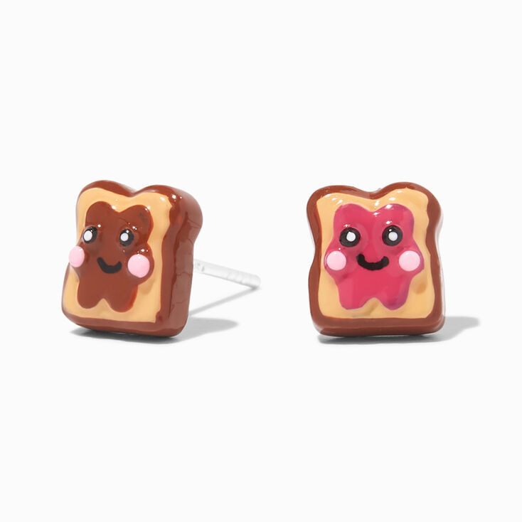 Sterling Silver Peanut Butter and Jelly Sandwich Stud Earrings | Claire's (US)