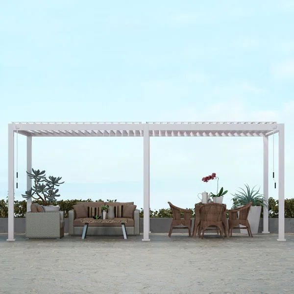 10 Ft. W x 20 Ft. D Metal Louvered Pergola with Adjustable Roof | Wayfair North America