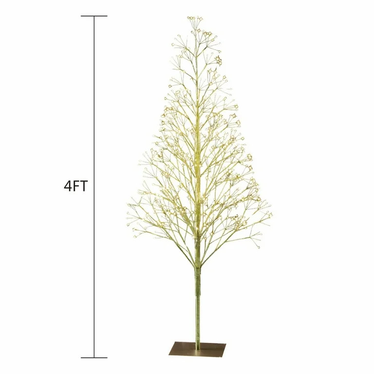 4' Pre-Lit Starburst Gold Artificial Christmas Tree with 500 Warm White Twinkling LED Lights, by ... | Walmart (US)