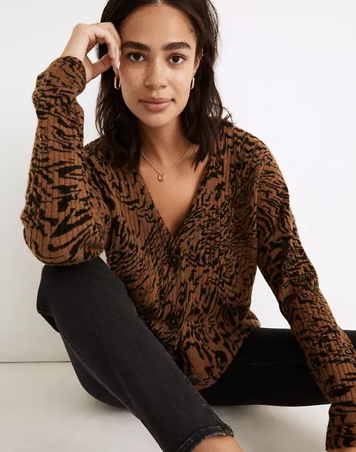 Tigerized Cameron Ribbed Cardigan Sweater in Coziest Yarn | Madewell